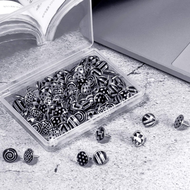TecUnite 80 Pieces Creative Push Pins Decorative Thumbtacks for Wall Maps, Photos, Bulletin Board or Cork Boards, 8 Different Patterns(Gray) - Image 5